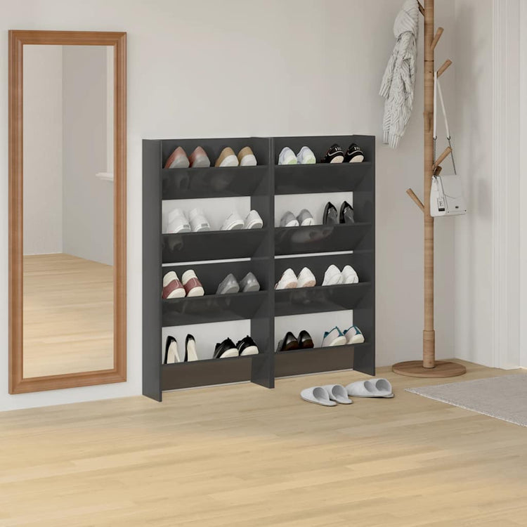Armoires à chaussures murales vidaxl 4 ST 60x18x60 cm en bois haut gris brillant