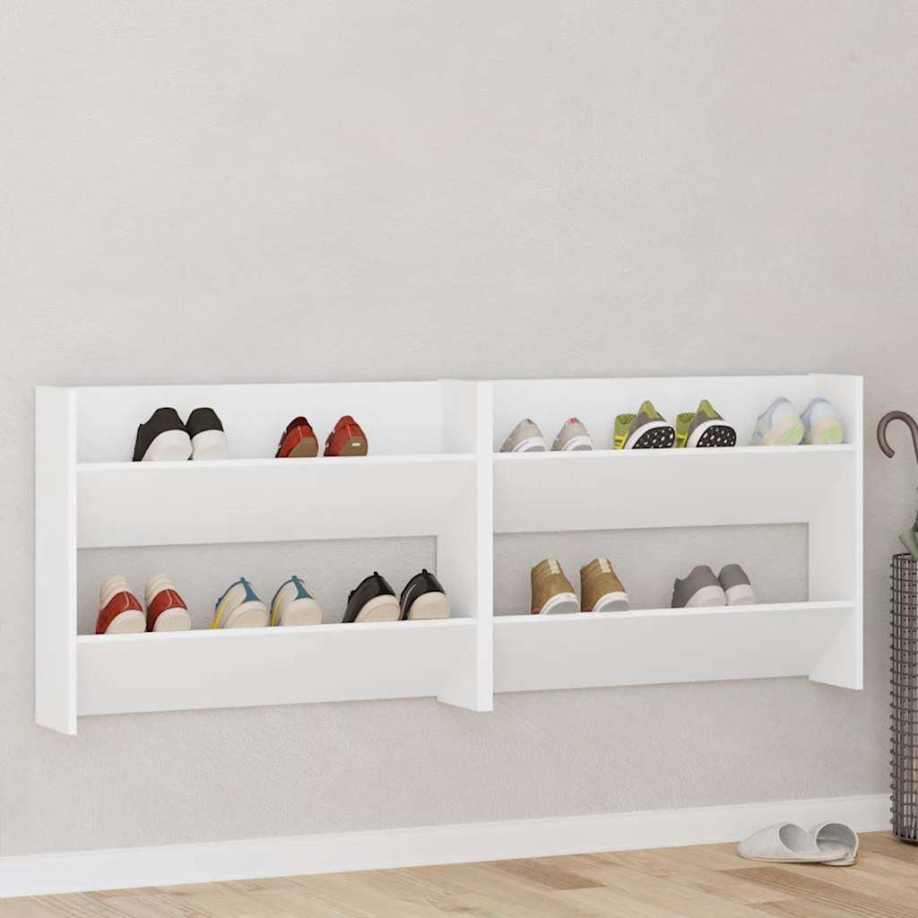 Vidaxx armoires à chaussures murales 2 pcs 80x18x60 cm aggloméré blanc