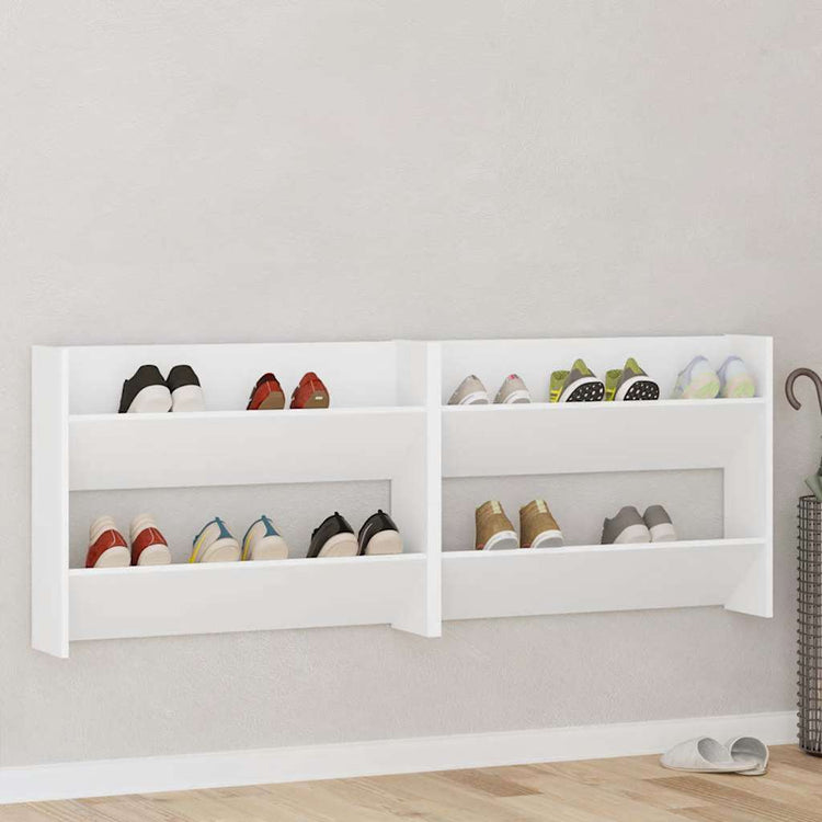Vidaxx armoires à chaussures murales 2 pcs 80x18x60 cm aggloméré blanc