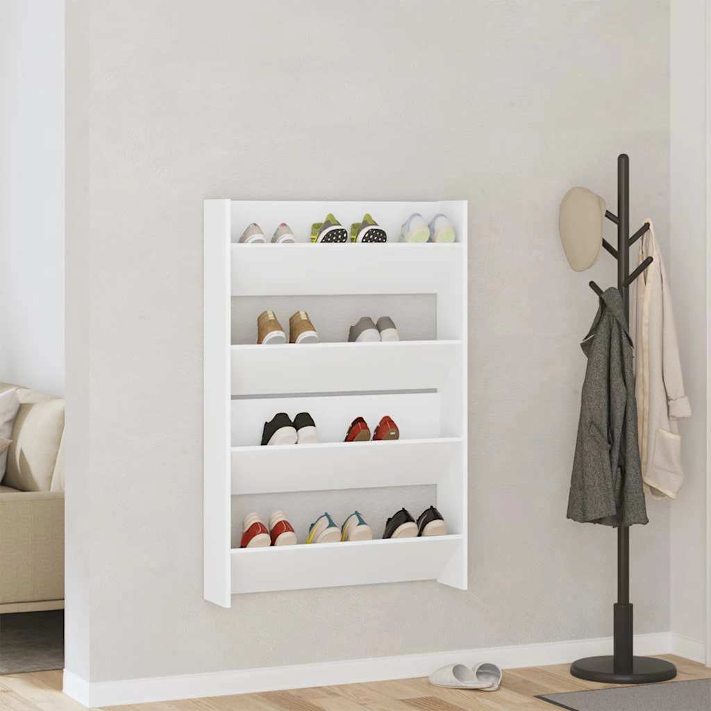 Vidaxx armoires à chaussures murales 2 pcs 80x18x60 cm aggloméré blanc