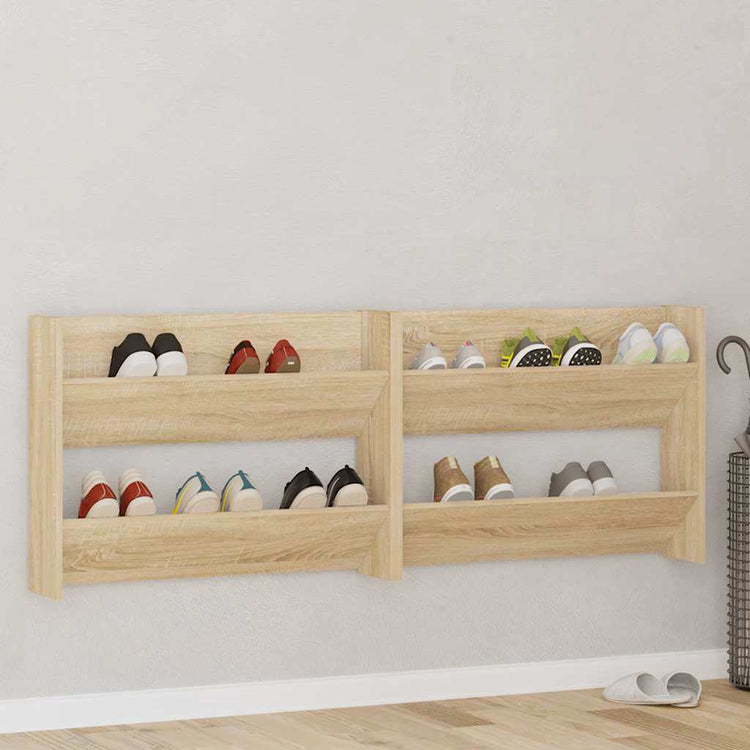 Vidaxx armoires à chaussures murales 2 pcs 80x18x60 cm aggloméré chêne sonoma