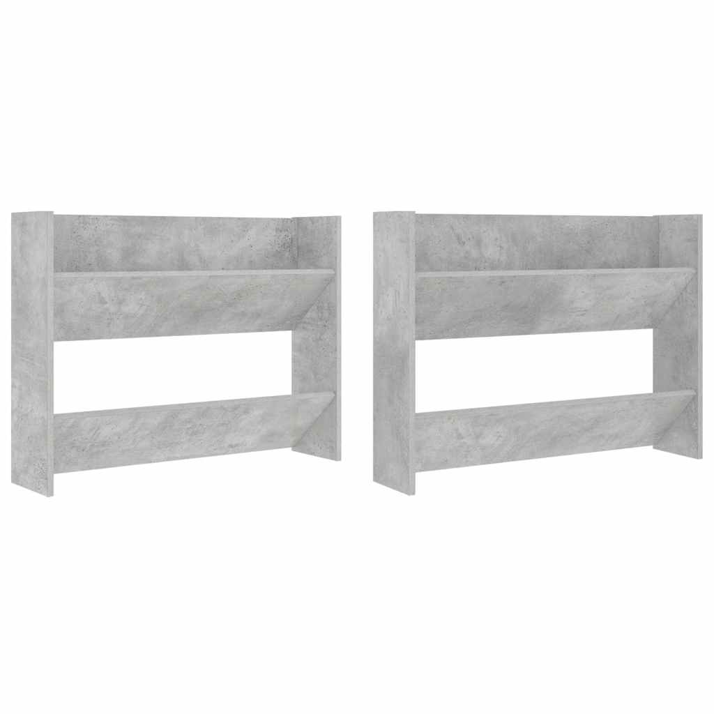 Vidaxx armoires à chaussures murales 2 pcs 80x18x60 cm aggloméré gris béton