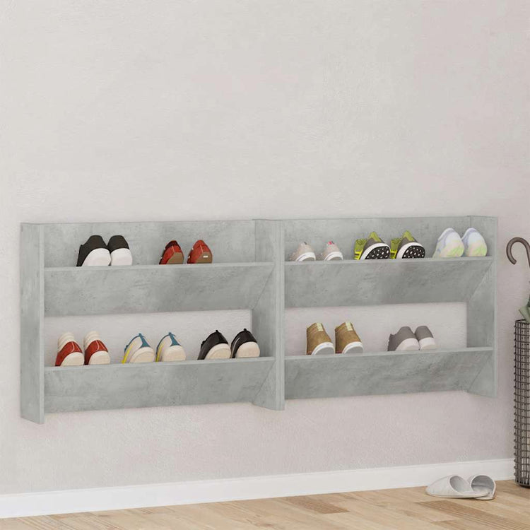 Vidaxx armoires à chaussures murales 2 pcs 80x18x60 cm aggloméré gris béton