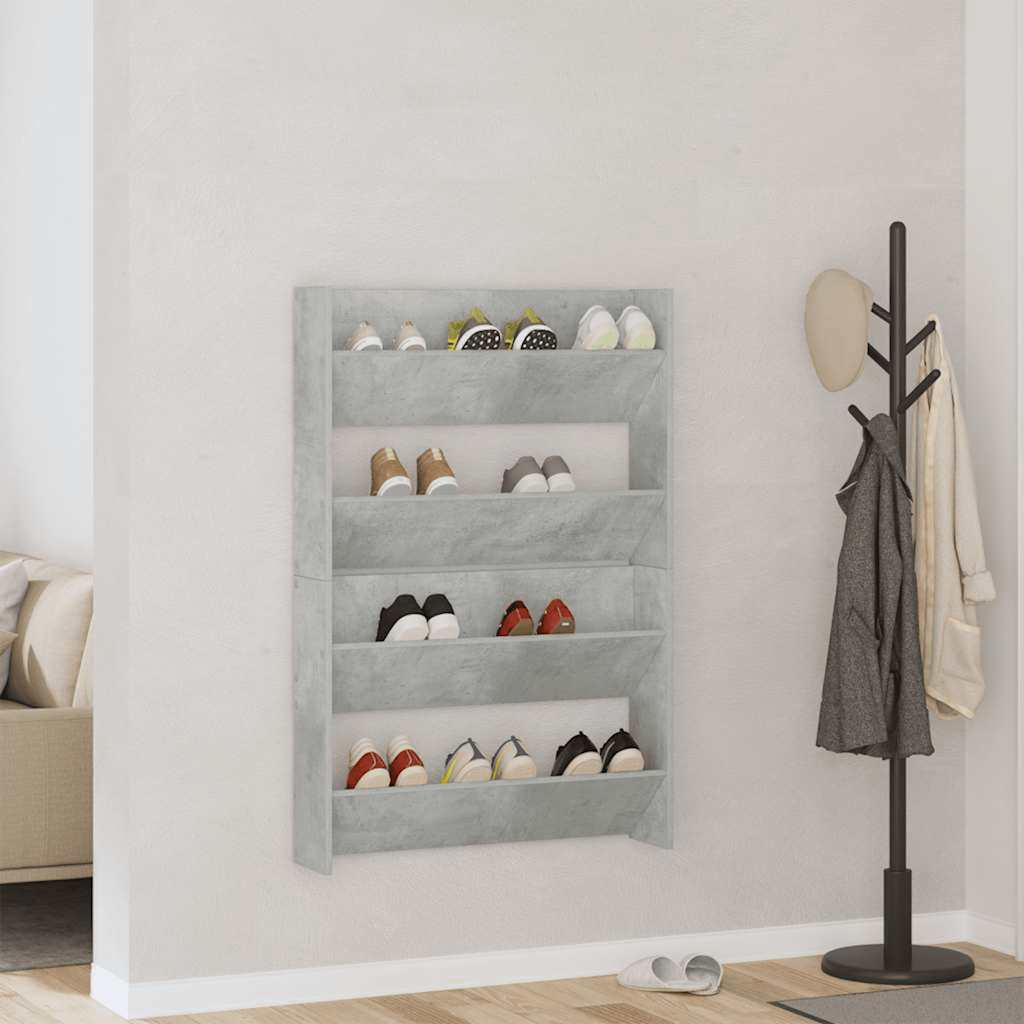 Vidaxx armoires à chaussures murales 2 pcs 80x18x60 cm aggloméré gris béton