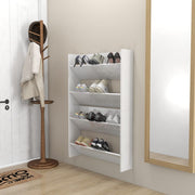 Armoires à chaussures murales vidaxl 2 ST 80x18x60 cm en bois de bois haute brillant blanc - afbeelding 3