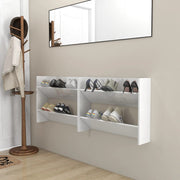 Armoires à chaussures murales vidaxl 2 ST 80x18x60 cm en bois de bois haute brillant blanc - afbeelding 1