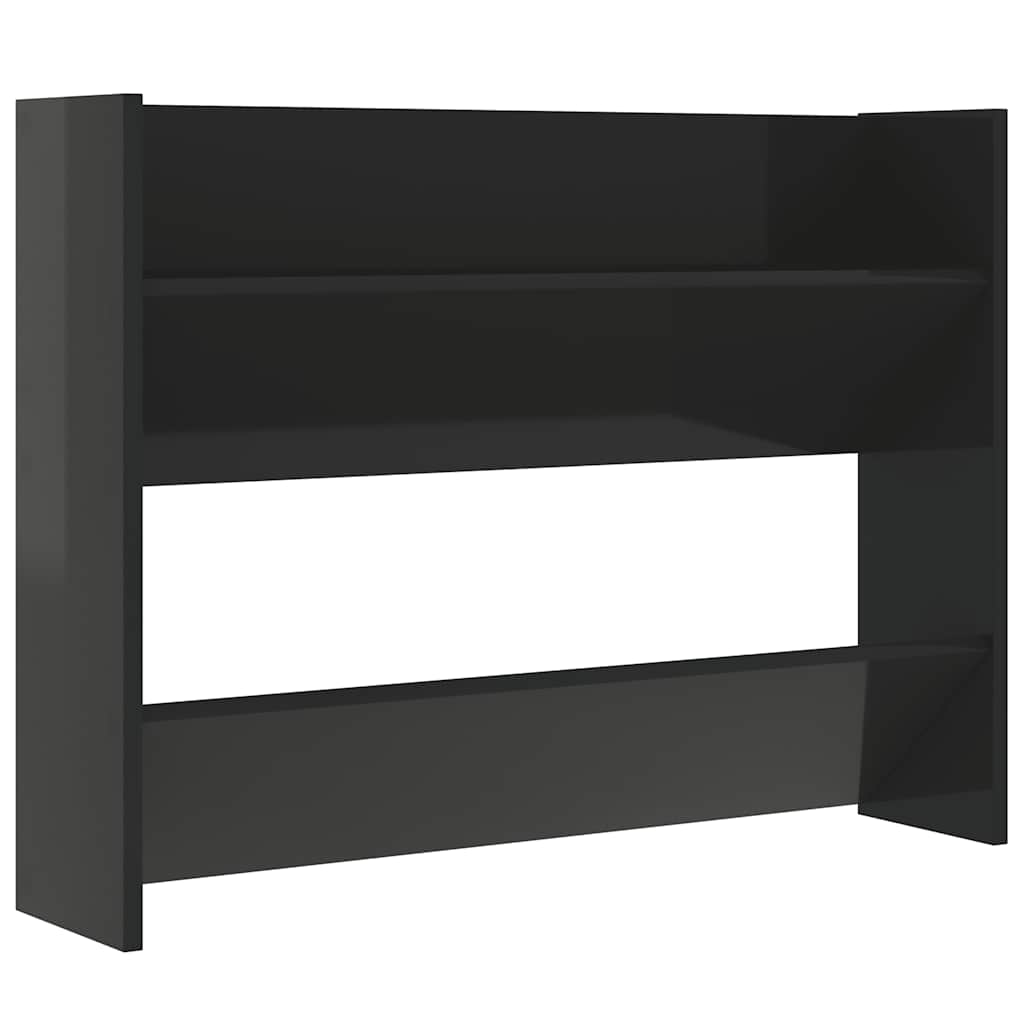 Armoire à chaussures murales vidaxl 80x18x60 cm en bois de bois haute brillant noir