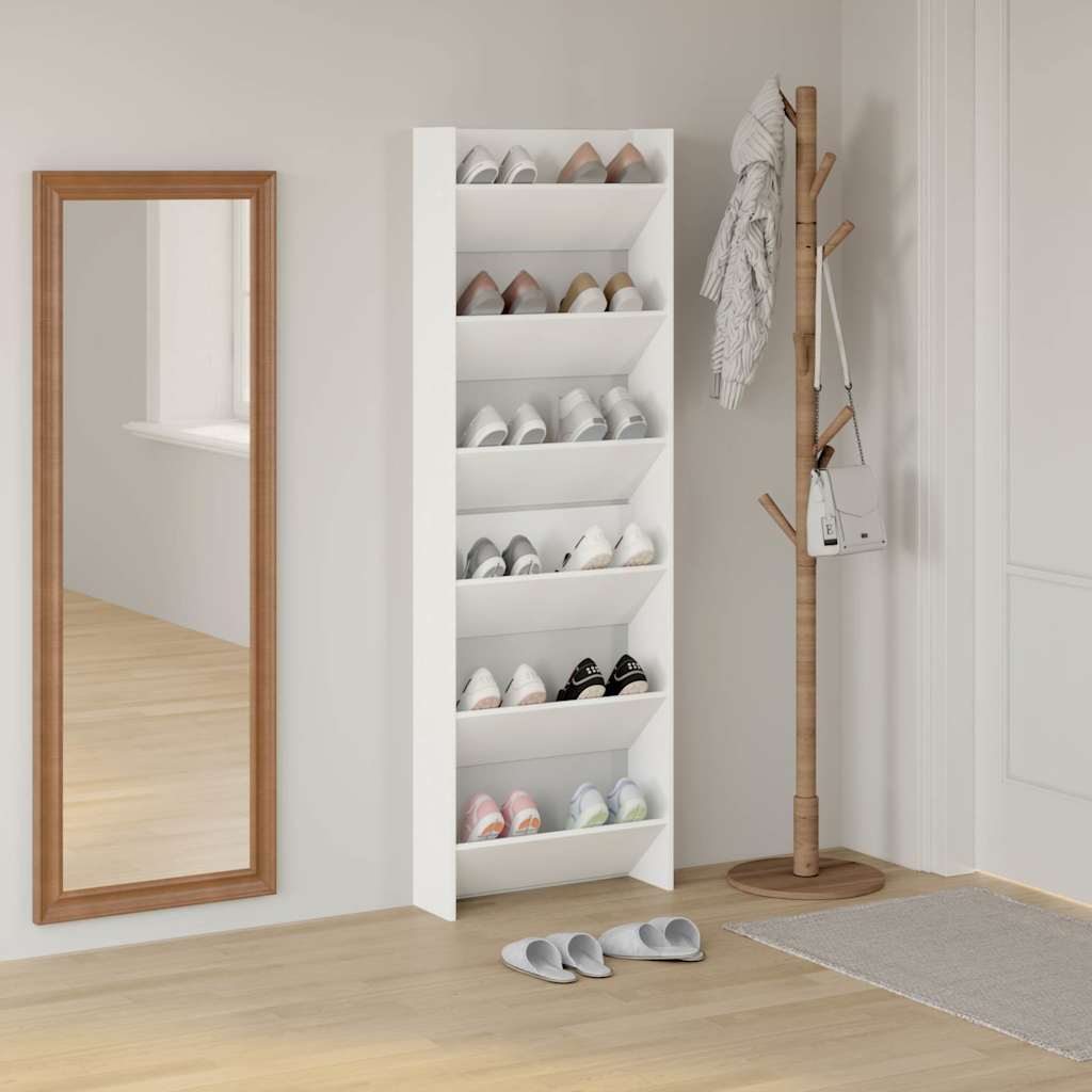 Vidaxx armoires à chaussures murales 2 pcs 60x18x90 cm aggloméré blanc
