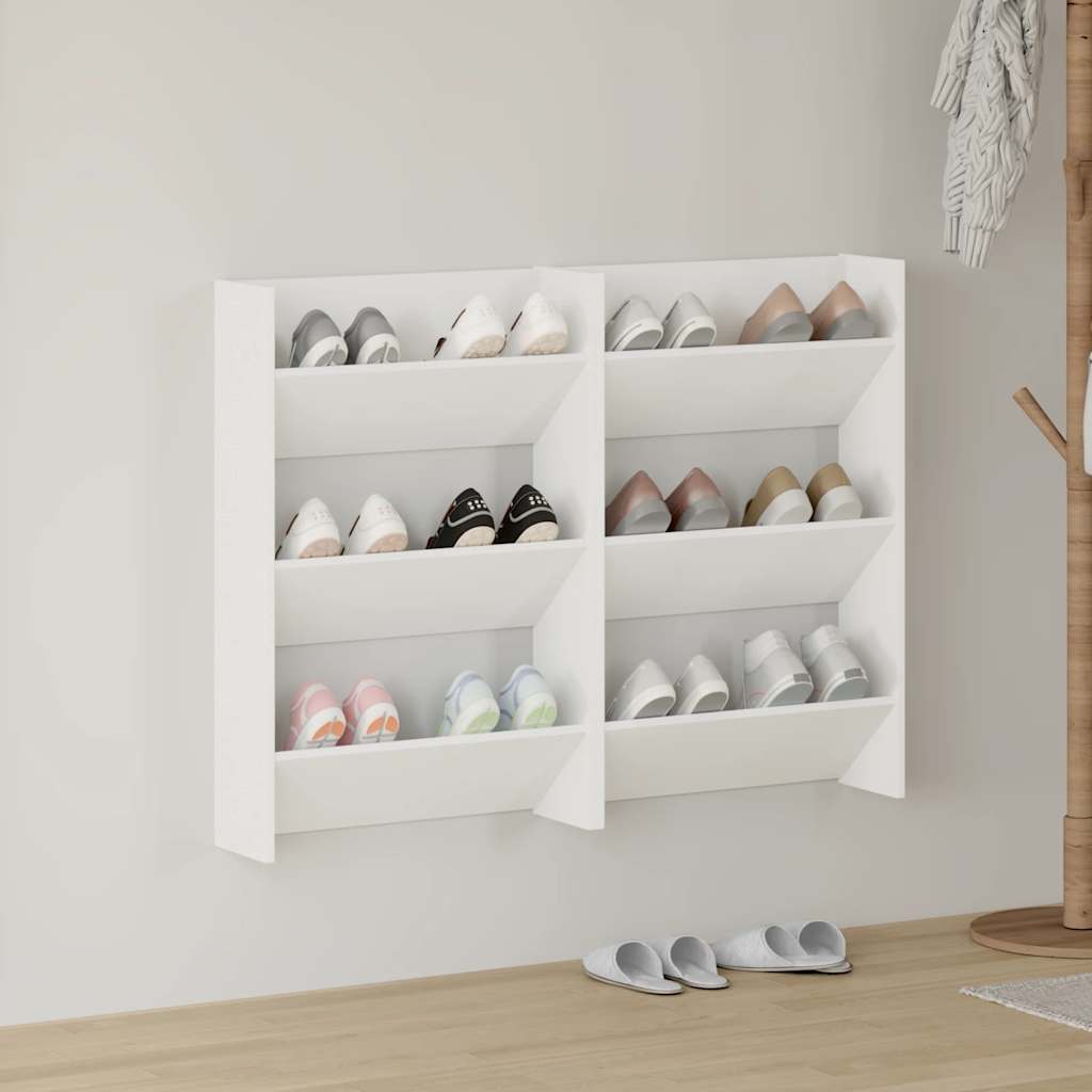 Vidaxx armoires à chaussures murales 2 pcs 60x18x90 cm aggloméré blanc