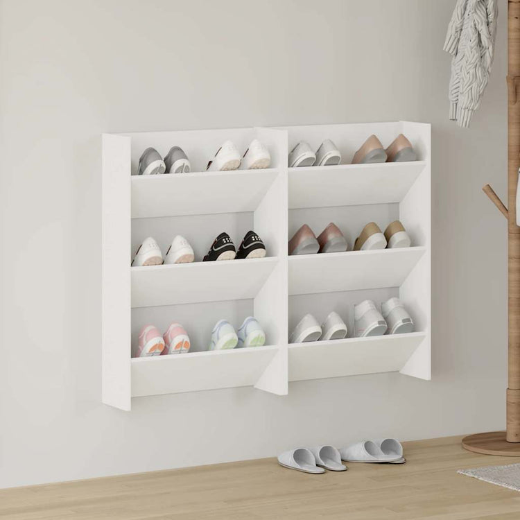 Vidaxx armoires à chaussures murales 2 pcs 60x18x90 cm aggloméré blanc