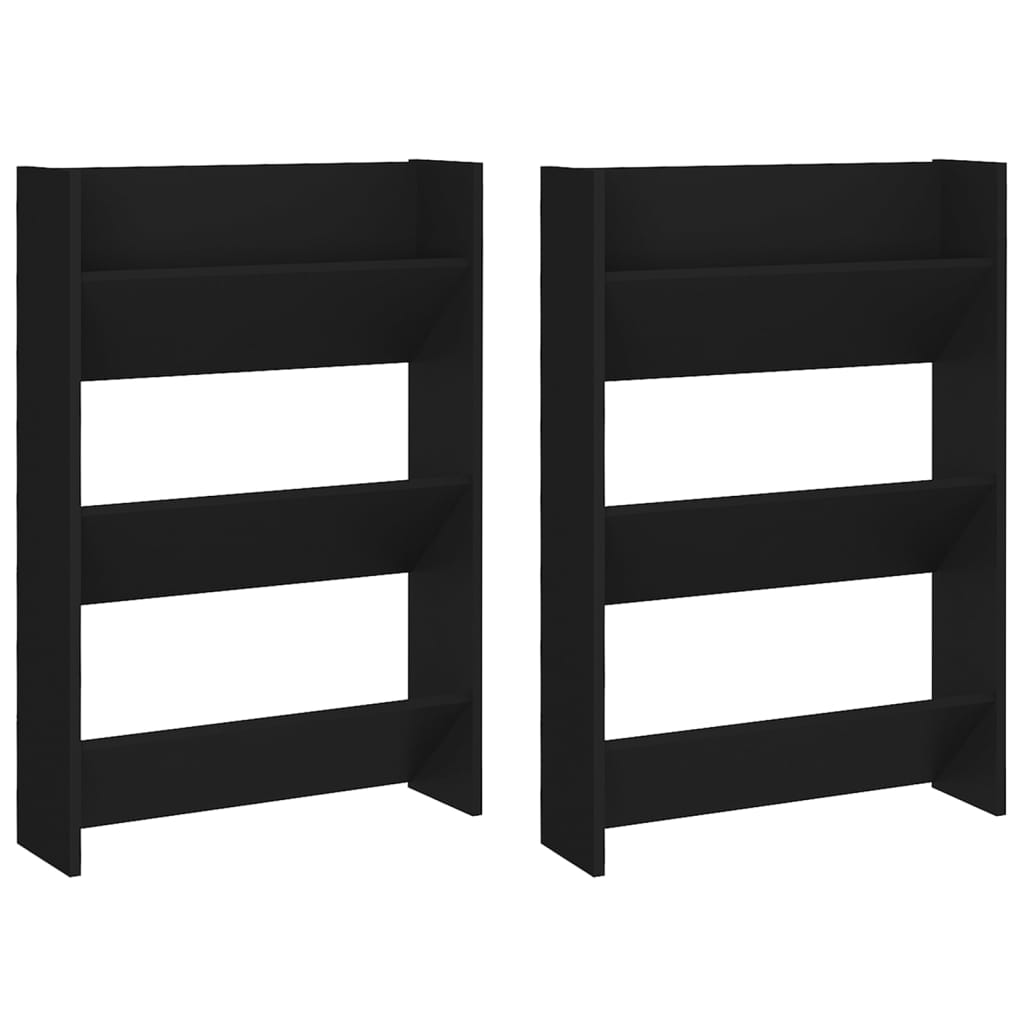 Armoires à chaussures murales vidaxl 2 pcs 60x18x90 cm Bois transformé noir
