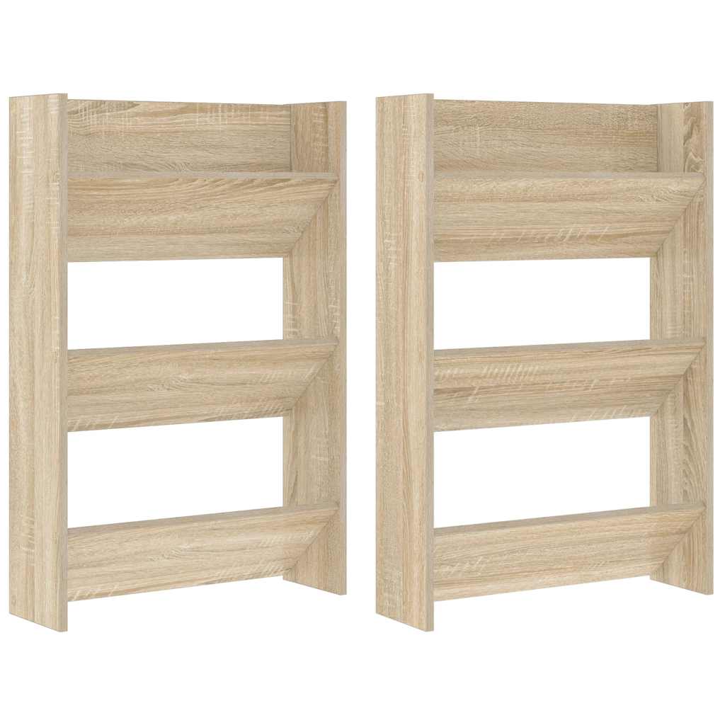 Vidaxx armoires à chaussures murales 2 pcs 60x18x90 cm aggloméré chêne sonoma