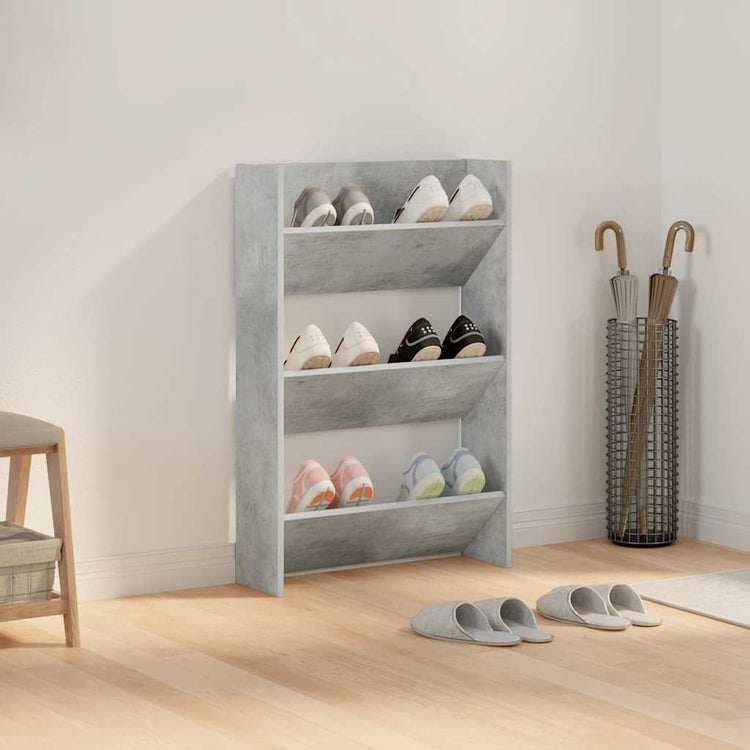 Vidaxx meuble à chaussures mural 60x18x90 cm aggloméré gris béton