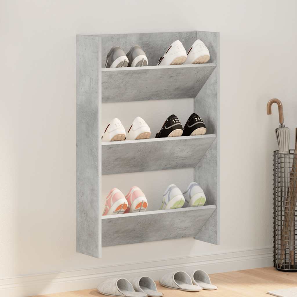 Vidaxx meuble à chaussures mural 60x18x90 cm aggloméré gris béton