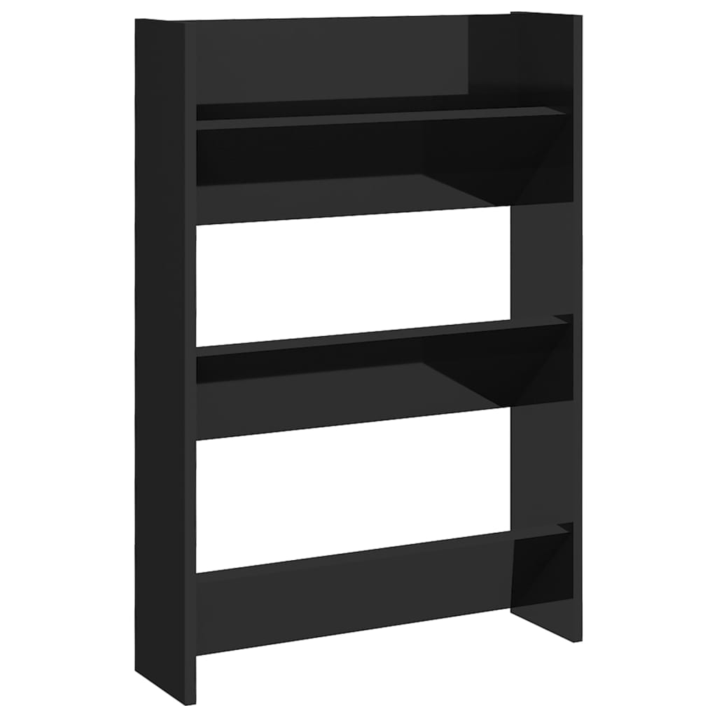 Armoire à chaussures murales vidaxl 60x18x90 cm en bois de bois haute brillant noir