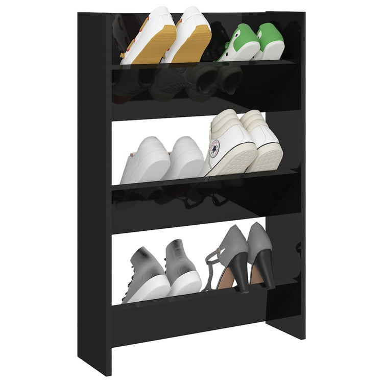 Armoire à chaussures murales vidaxl 60x18x90 cm en bois de bois haute brillant noir