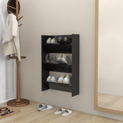 Armoire à chaussures murales vidaxl 60x18x90 cm en bois de bois haute brillant noir - afbeelding 1