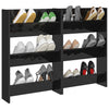 Armoires à chaussures murales vidaxl 2 ST 60x18x90 cm en bois haut brillant noir