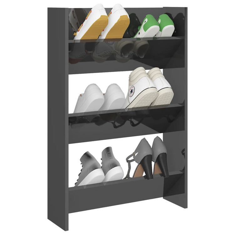 Armoire à chaussures murales vidaxl 60x18x90 cm en bois de bois haute gris brillant