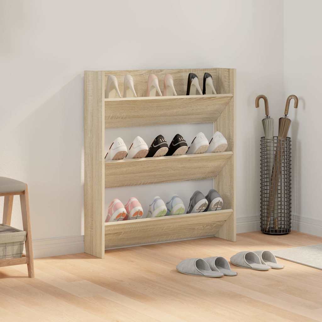 Armoire à chaussures murales vidaxl 80x18x90 cm en bois de chêne sonoma en bois sonoma
