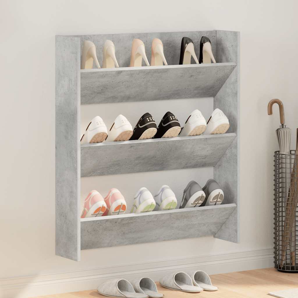 Vidaxx meuble à chaussures mural 80x18x90 cm aggloméré gris béton