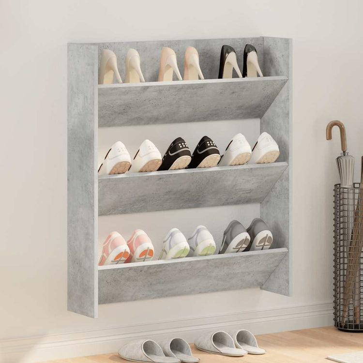 Vidaxx meuble à chaussures mural 80x18x90 cm aggloméré gris béton