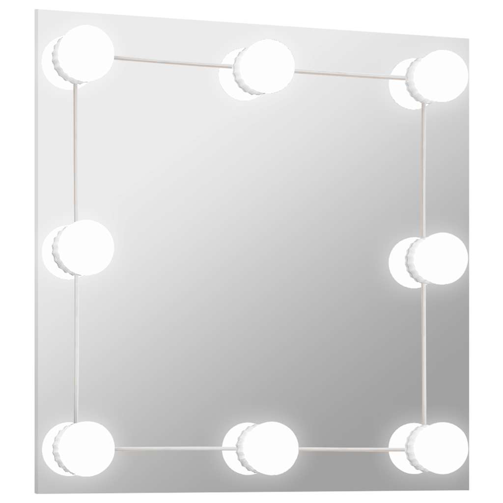 Miroir mural vidaxl avec des lampes LED Verre carrée
