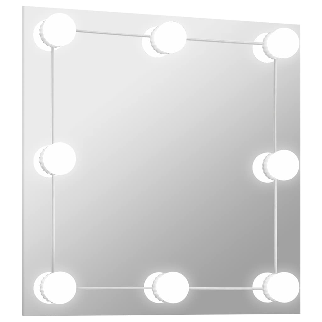 Miroir mural vidaxl avec des lampes LED Verre carrée