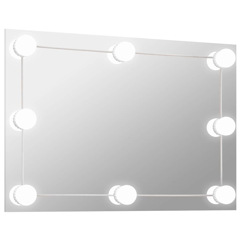 Miroir mural vidaxl avec des lampes à LED en verre rectangulaire