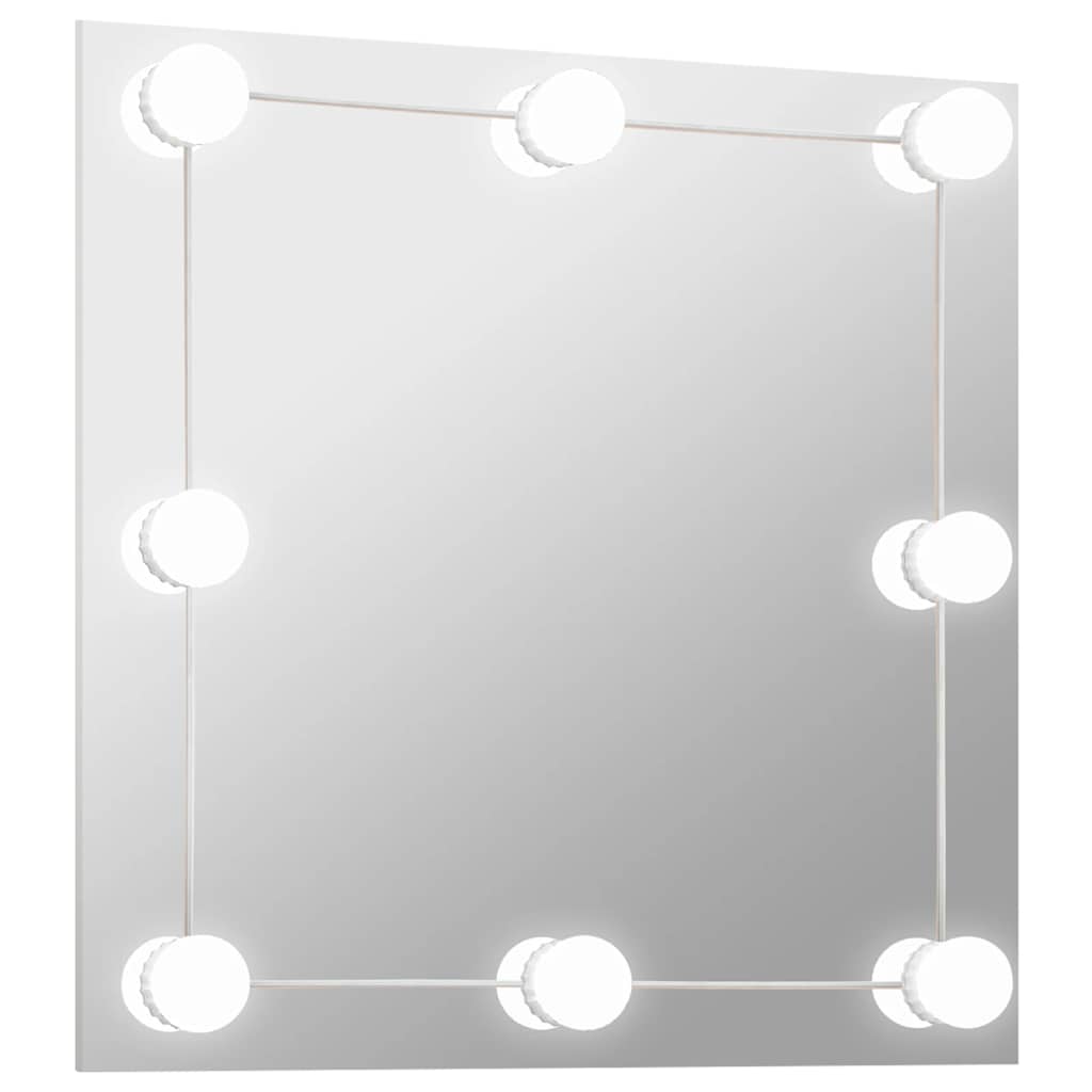 Miroir mural vidaxl avec des lampes LED Verre carrée