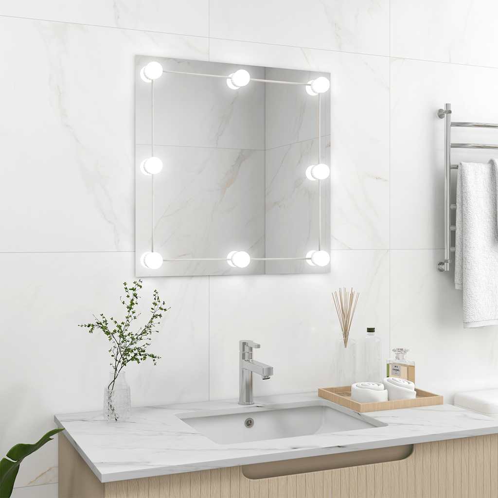 Miroir mural vidaxl avec des lampes LED Verre carrée