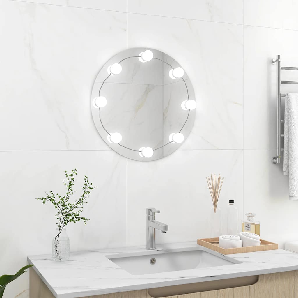 Miroir mural vidaxl avec des lampes LED autour du verre