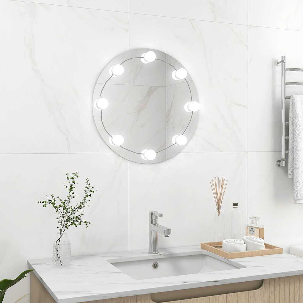 Miroir mural vidaxl avec des lampes LED autour du verre