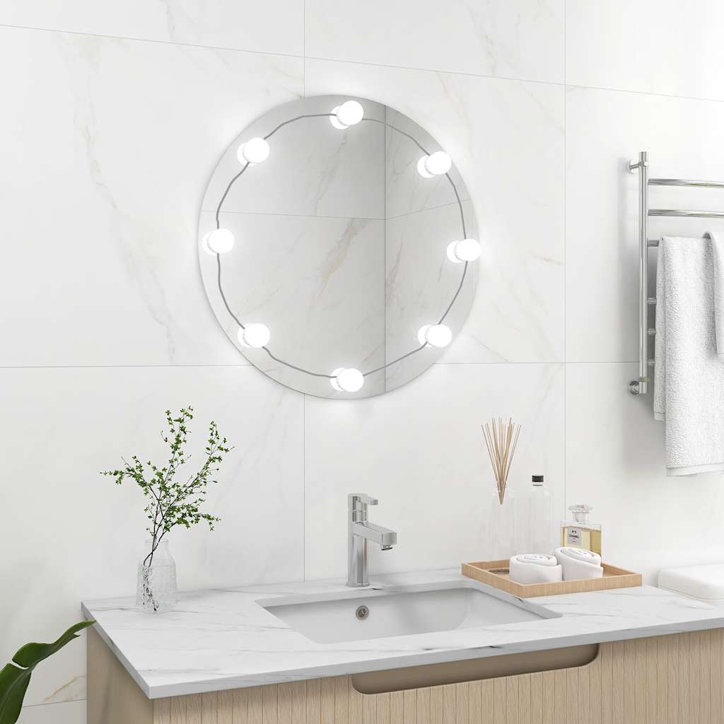 Miroir mural vidaxl avec des lampes LED autour du verre