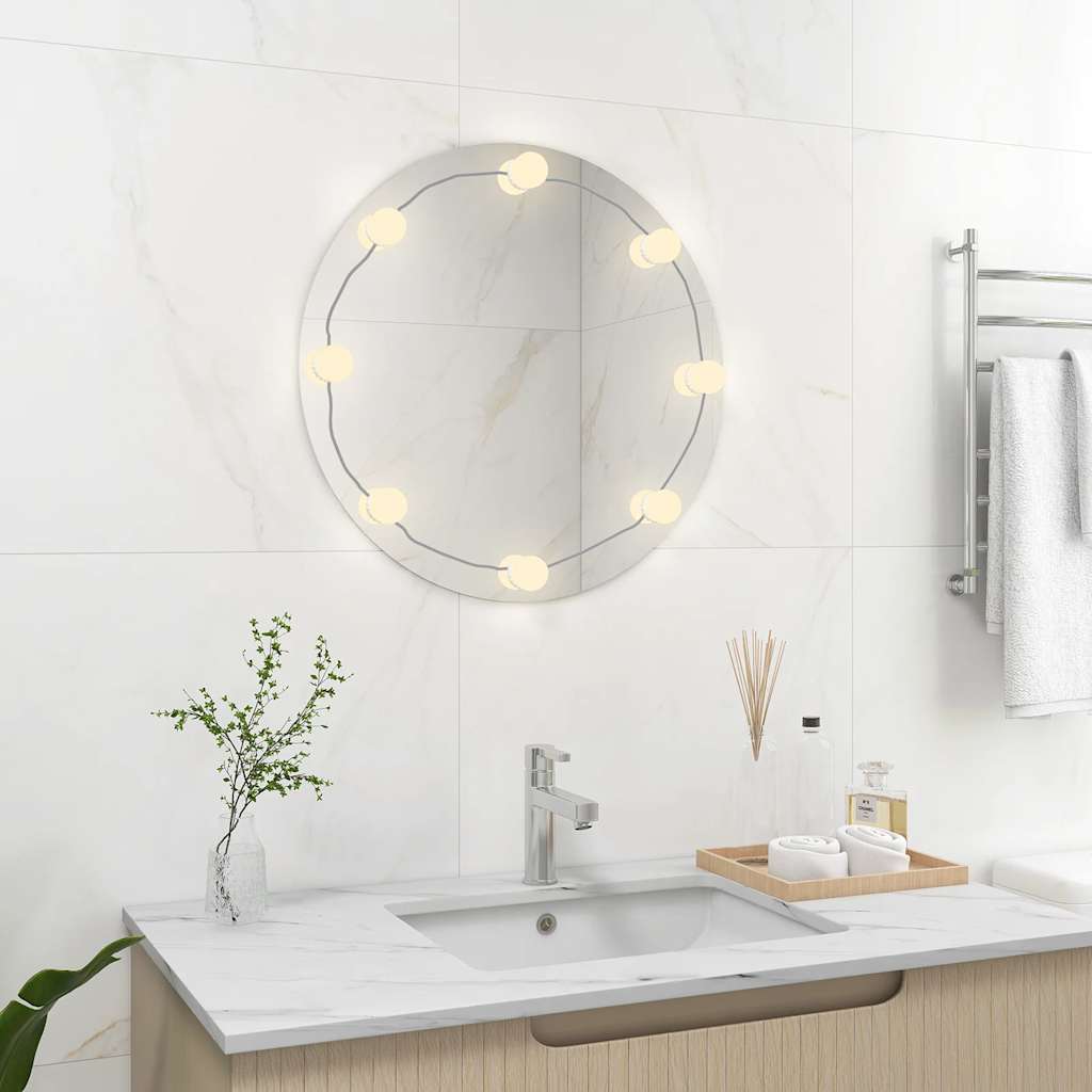 Miroir mural vidaxl avec des lampes LED autour du verre