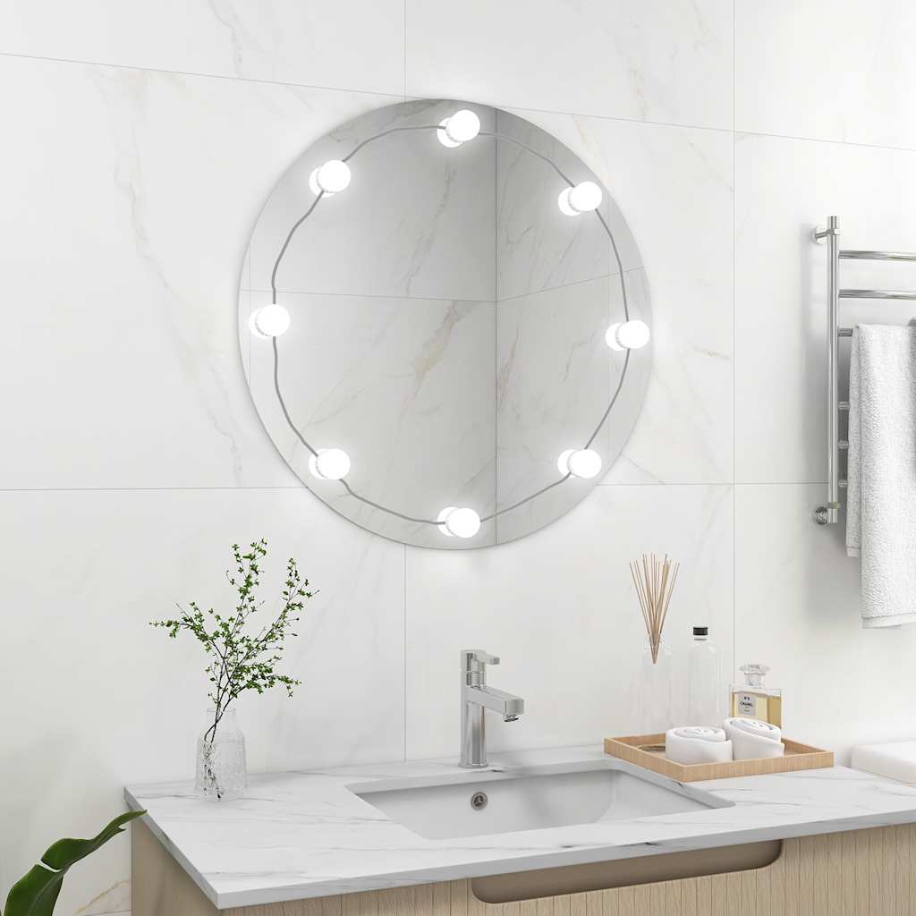 Miroir mural vidaxl avec des lampes LED autour du verre
