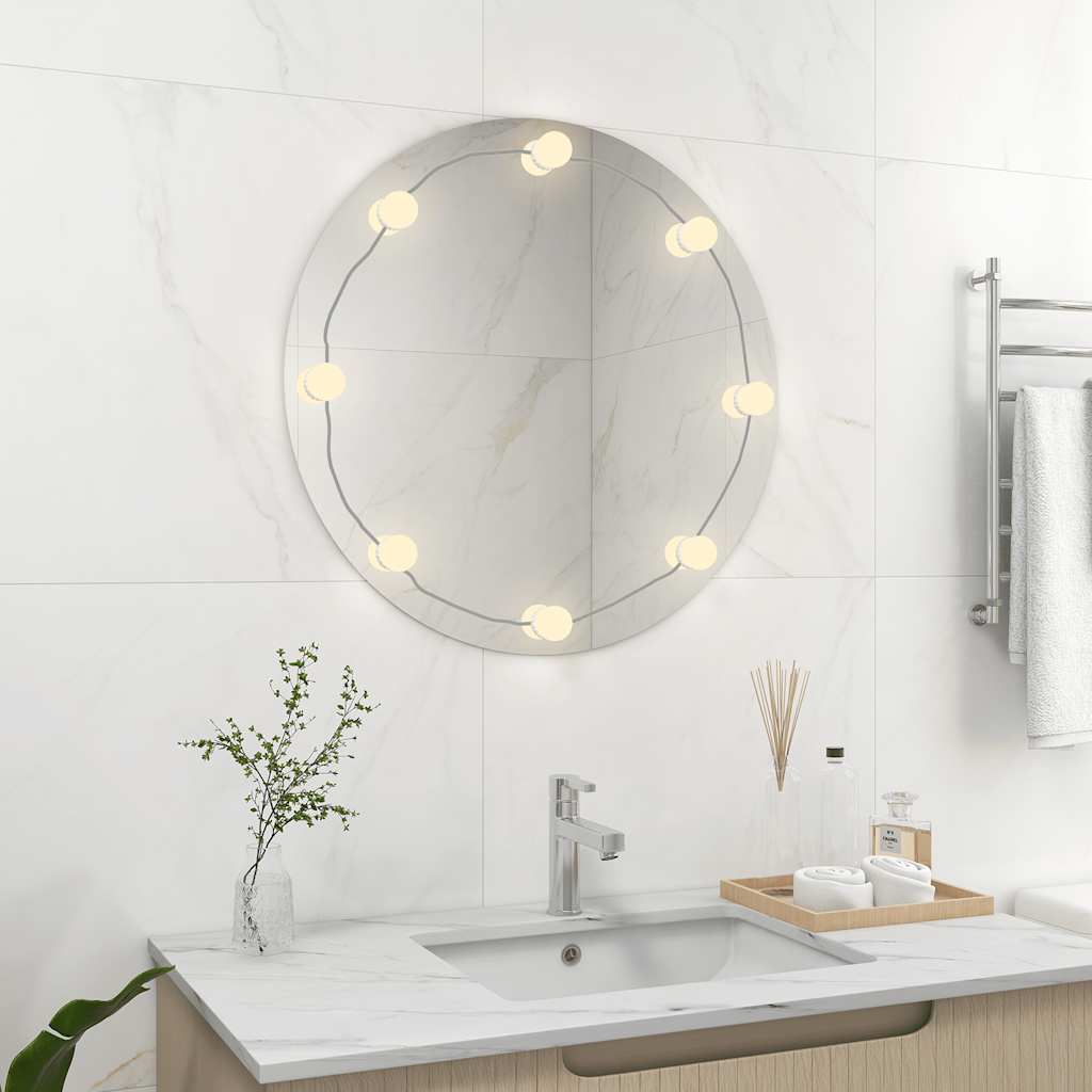 Miroir mural vidaxl avec des lampes LED autour du verre
