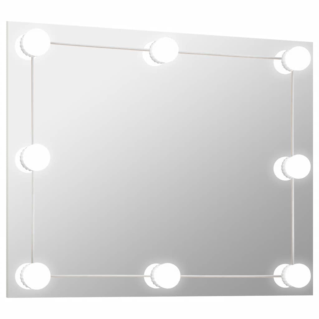 Miroir mural vidaxl sans cadre de lampes à LED de verre