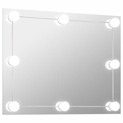 Miroir mural vidaxl sans cadre de lampes à LED de verre