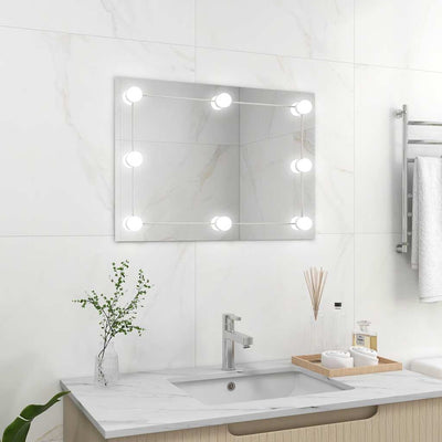 Miroir mural vidaxl sans cadre de lampes à LED de verre