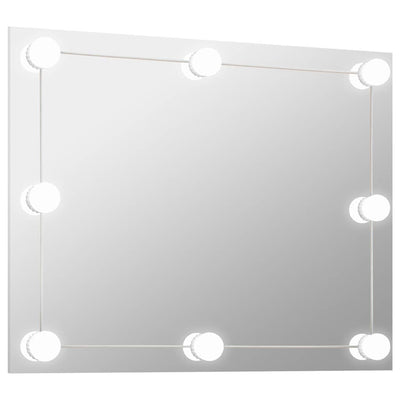 Miroir mural vidaxl sans cadre de lampes à LED de verre