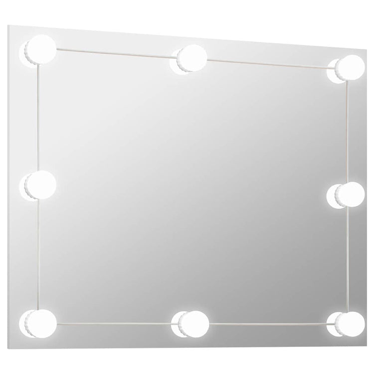 Miroir mural vidaxl sans cadre de lampes à LED de verre