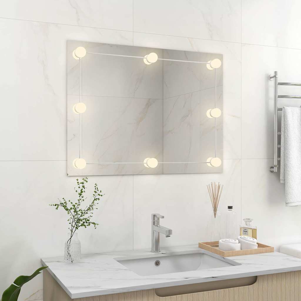 Miroir mural vidaxl sans cadre de lampes à LED de verre