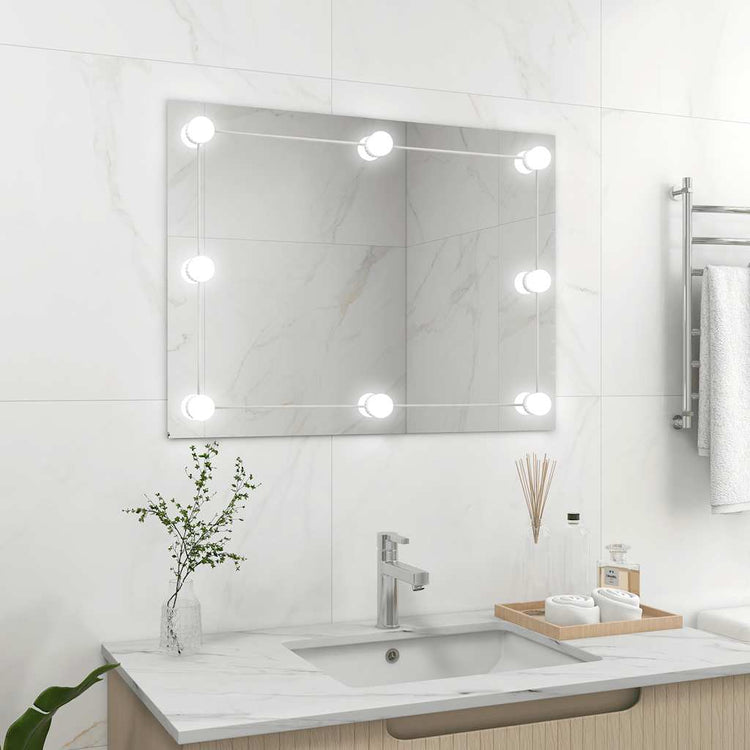 Miroir mural vidaxl sans cadre de lampes à LED de verre