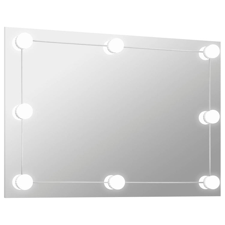 Miroir mural vidaxl sans cadre de lampes à LED de verre