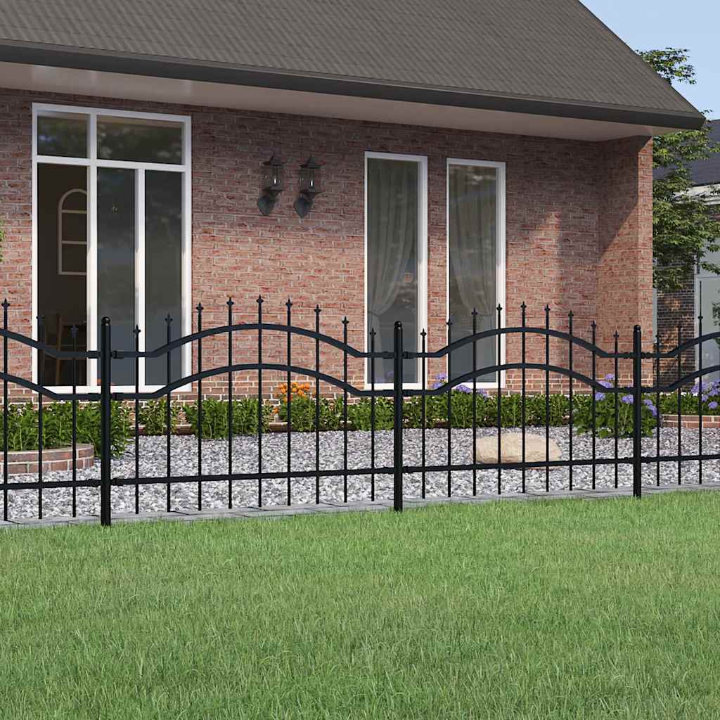 Clôture de jardin vidaxl avec points de pile 115 cm en poudre en acier noir