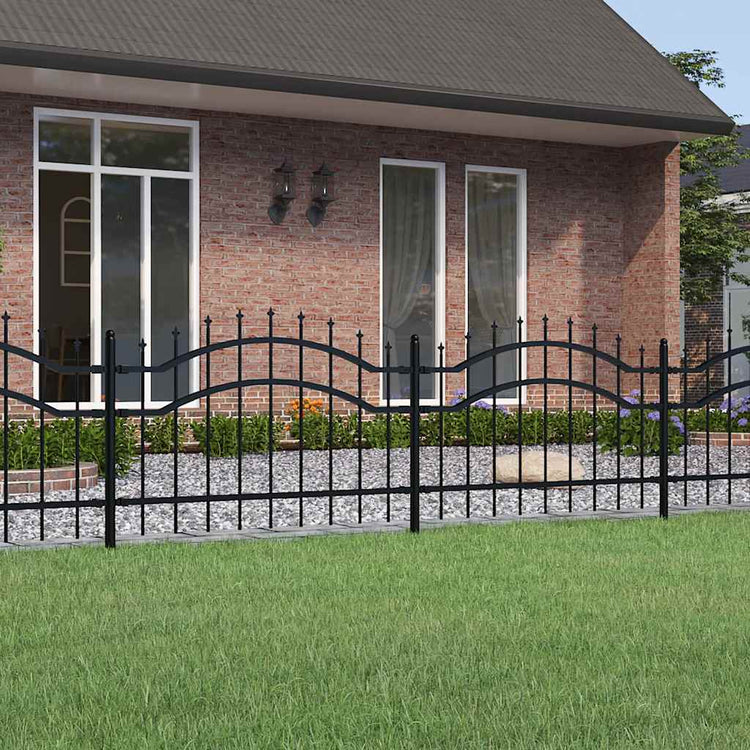 Clôture de jardin vidaxl avec points de pile 115 cm en poudre en acier noir