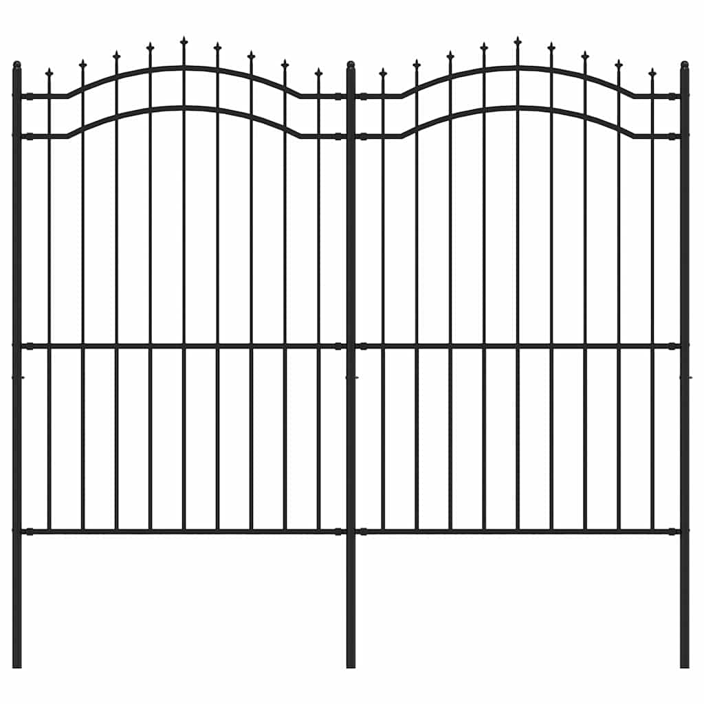 Vidaxl Garden Fence avec point d'épile 222 cm en poudre en acier noir