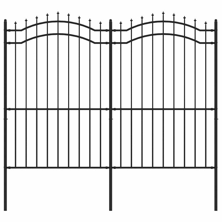 Vidaxl Garden Fence avec point d'épile 222 cm en poudre en acier noir