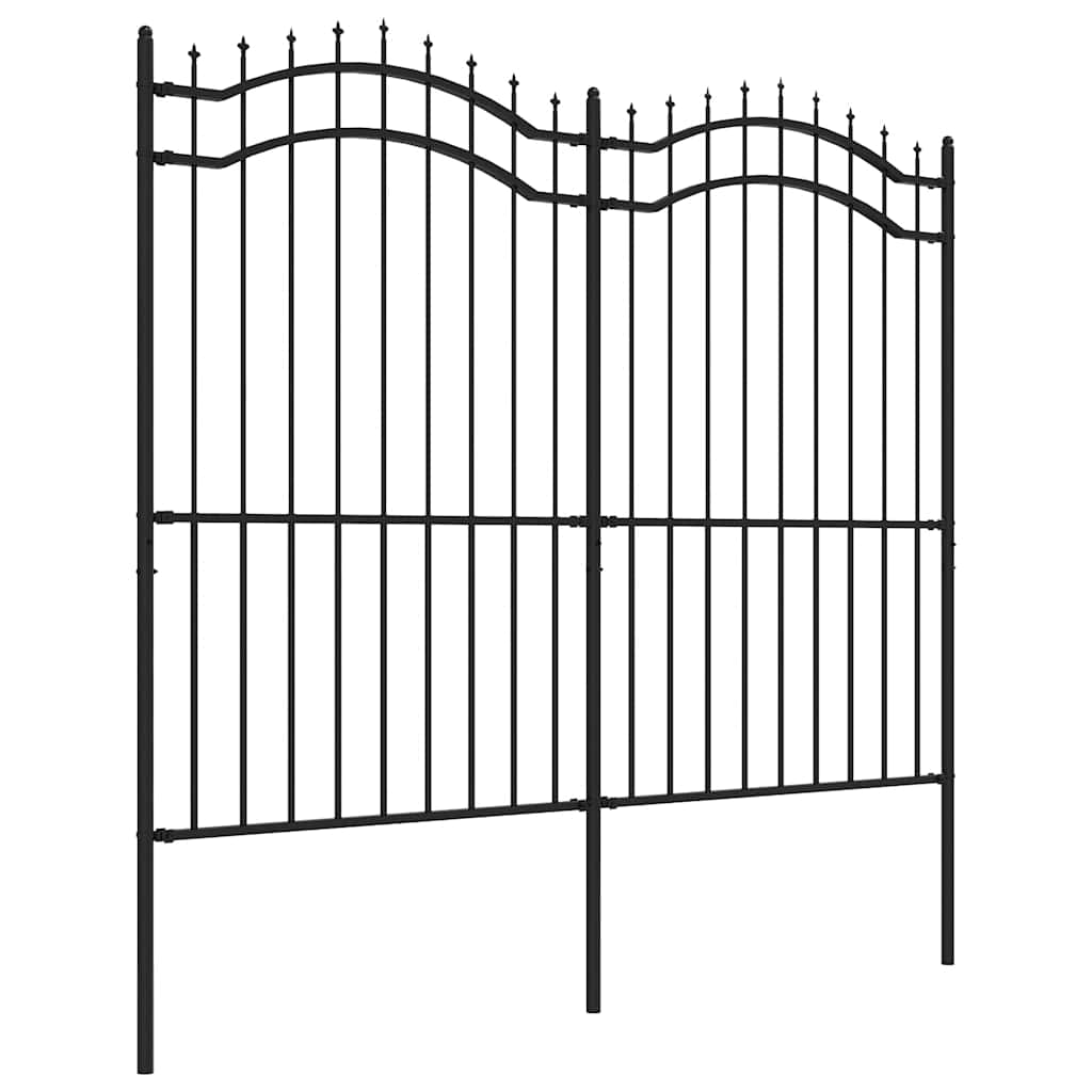 Vidaxl Garden Fence avec point d'épile 222 cm en poudre en acier noir